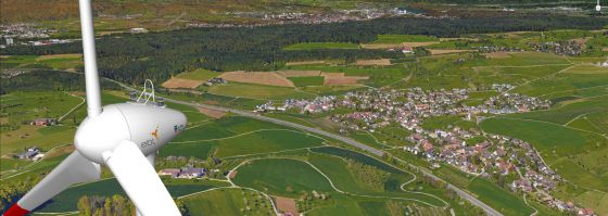 EBL Windkraftanlage in Liestal (Visualisierung Windstill)