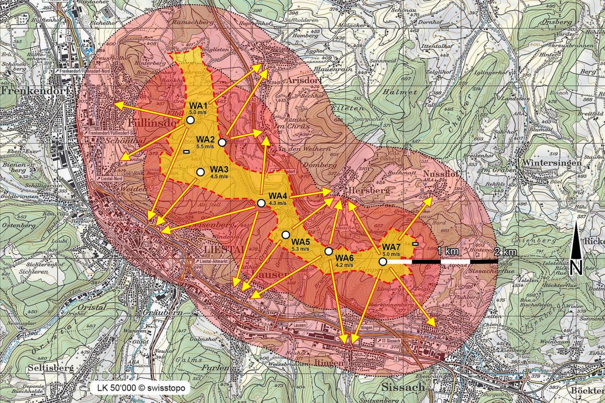 Windpark Schleifenberg: Von Lärmimmissionen betroffene Gebiete