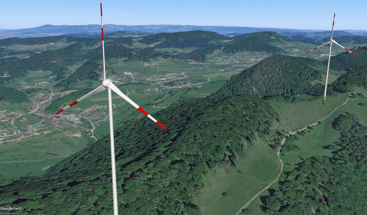 Windpark Meltingerberg: Sicht von WKA 4 nach Meltingen Windpark Meltingerberg: Sicht von WKA 4 nach Meltingen