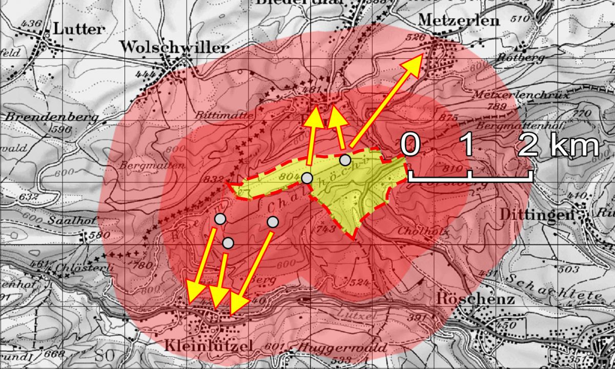 Beispiel Windpark Chall: Von Lärmimmissionen betroffene Gebiete