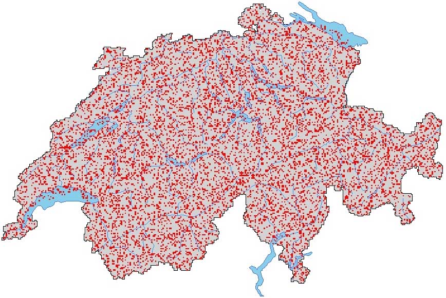 Jedes einzelne rote Pixel steht für eine Turbine Jedes einzelne rote Pixel steht für eine Turbine