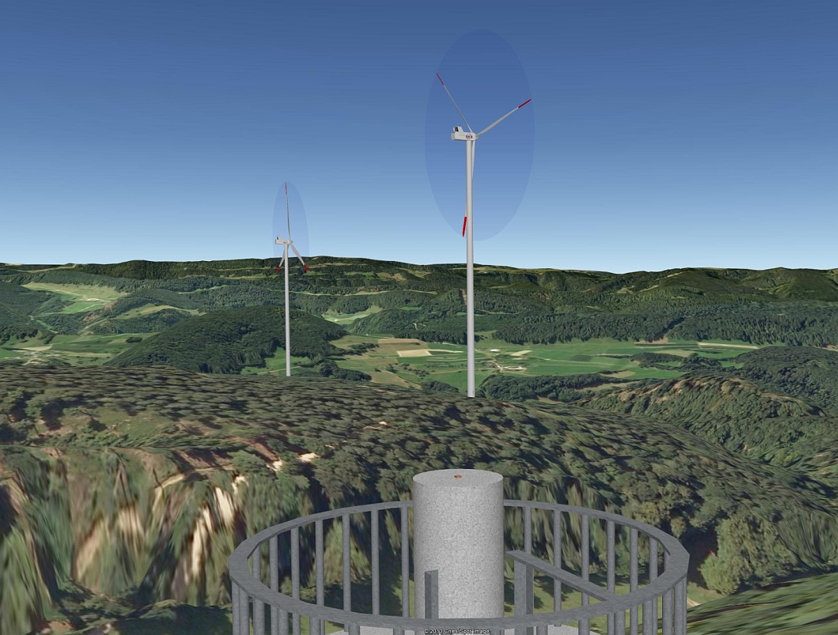 Ansicht vom Remelturm aus. Der Windpark würde die Ansicht klar dominieren. Ein Aussichtsturm ohne Aussicht ! Ansicht vom Remelturm: Der Windpark Chall würde die Ansicht klar dominieren. Ein Aussichtsturm ohne Aussicht!